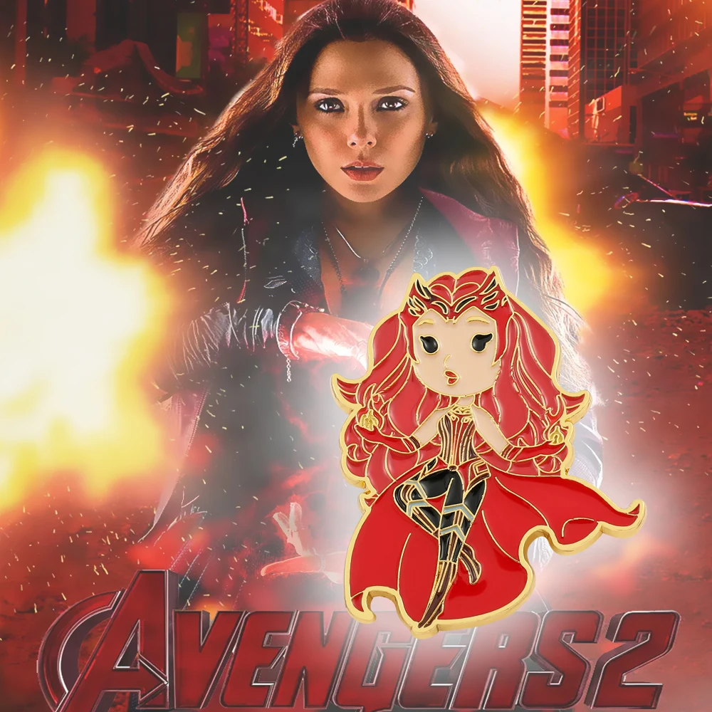 Pin de bruja escarlata de superhéroe de Marvel, insignia de Metal de Solapa, Pin de bruja escarlata Sexy de dibujos animados, broche de esmalte Django Maximoff