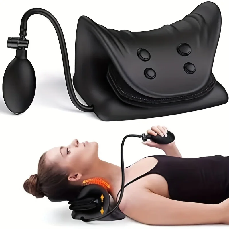 

Inflatable Neck Shoulder Relaxer,Cervical Traction Device TMJ Pain Relief Cervical Spine Alignment,Chiropractic Pillow Stretcher