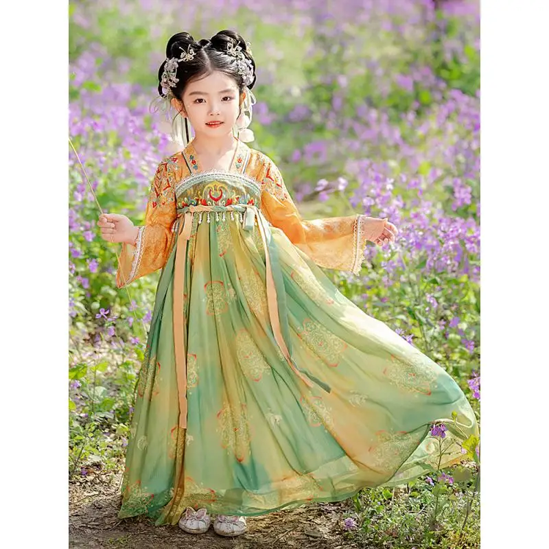 

2026 Chinese Kids Hanfu Dress Cute Girl Carnival Cosplay Costume Ancient Traditional Hanfu Dance Perform Dress Christmas Gift