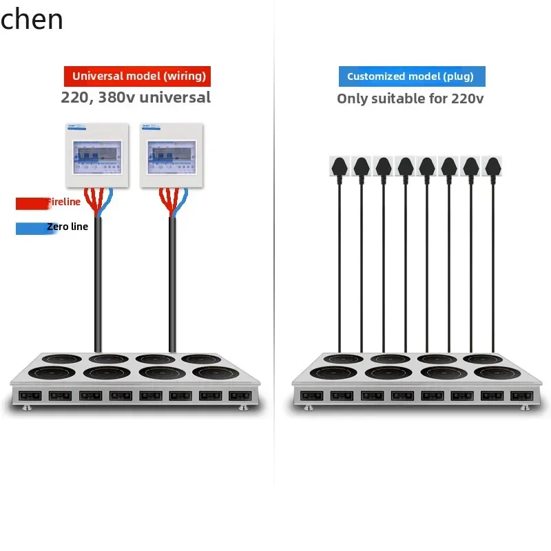 commercial electric ceramic stove 3500W Malatang multi-head induction cooker four six eight eyes