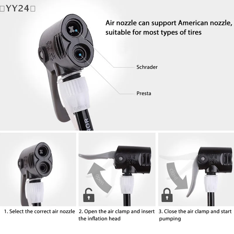 〔YY24〕Bicycle Pump Nozzle Hose Adapter Dual Head Pumping Parts Service Access F/V Service A/V Schrader/Presta Valve Converter