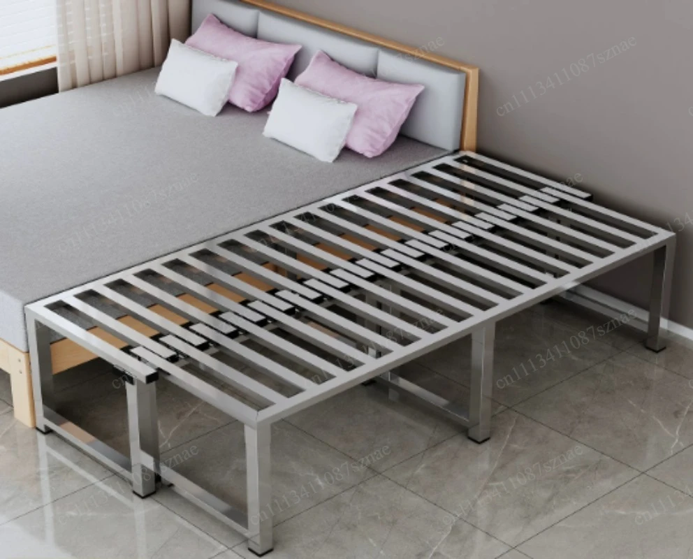 Stainless Steel Telescopic Splicing Bed Space Saving Thickened Widened Portable Home Hotel Bed