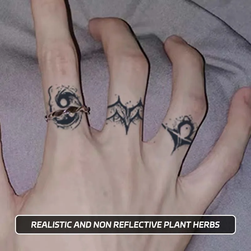 Long-lasting Waterproof Tattoo Stickers, Simulated Non-Reflective Temporary Tattoos, Geometric Patterns, Fake Finger Tattoos