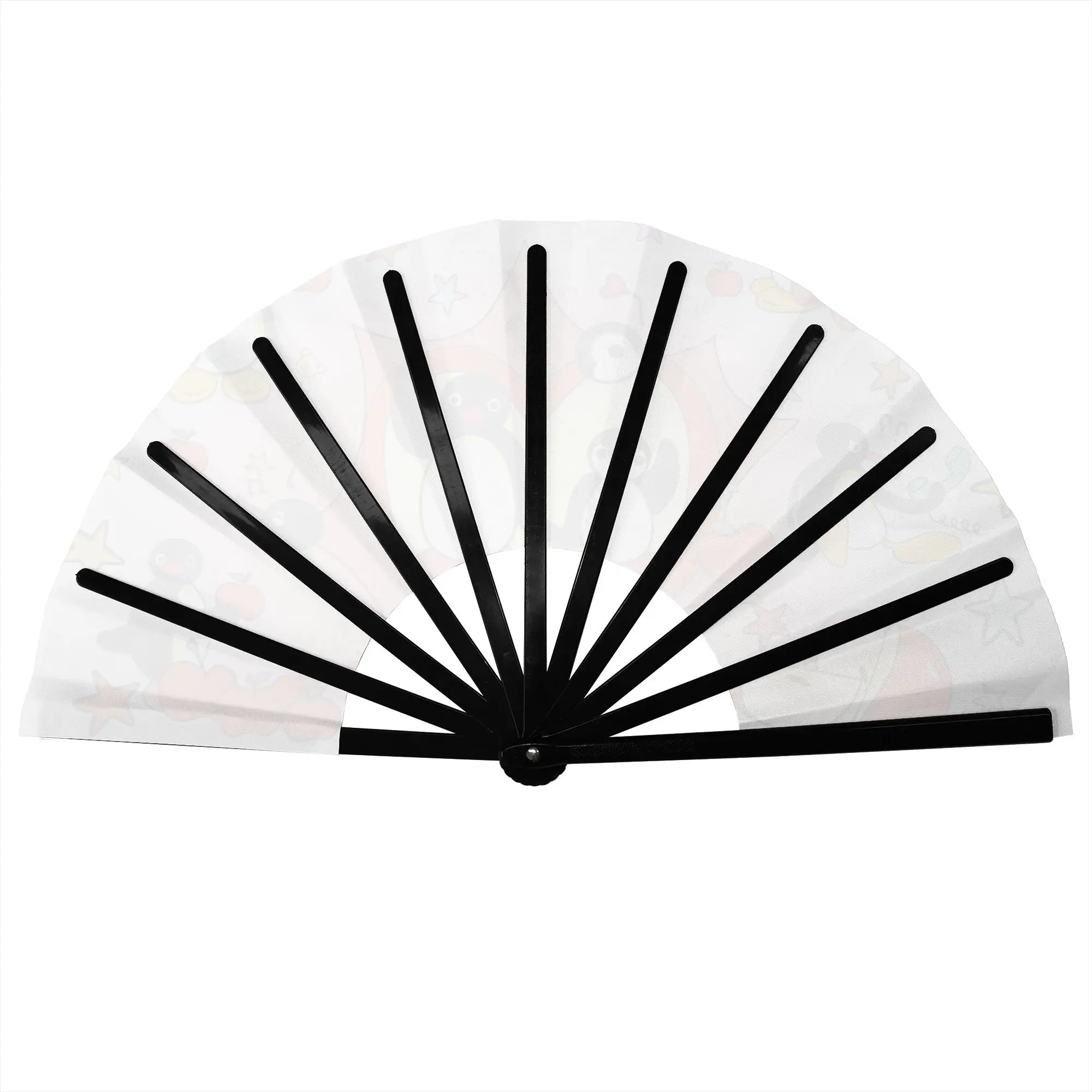 Customized Penguin Cartoon Manga Portable Pocket Fan Travel Classic Polyester Folding Fan Chinese Dance Handheld Cooling Fans