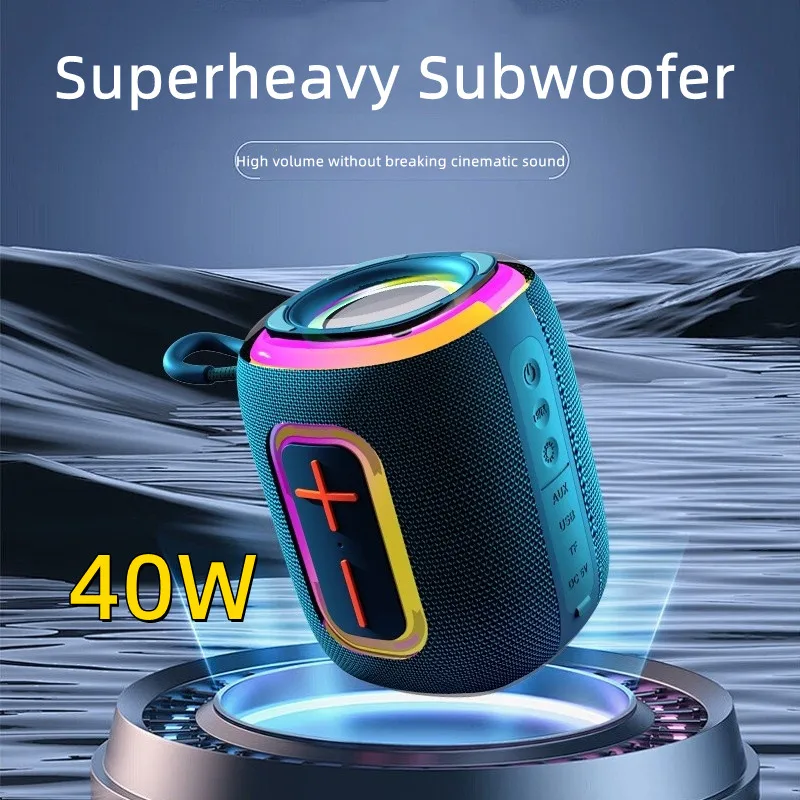 

Portable Waterproof Bluetooth Speaker 40W High-power TWS Subwoofer Stereo Speaker TF/AUX High-volume Radio MP3 Music Player