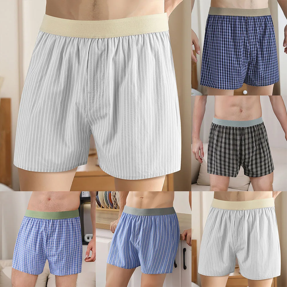 

Мужское нижнее белье, шорты-боксеры, повседневные трусы для сна, мягкие шорты-боксеры в клетку, свободное нижнее белье больших размеров, домашняя одежда для сна, багажник