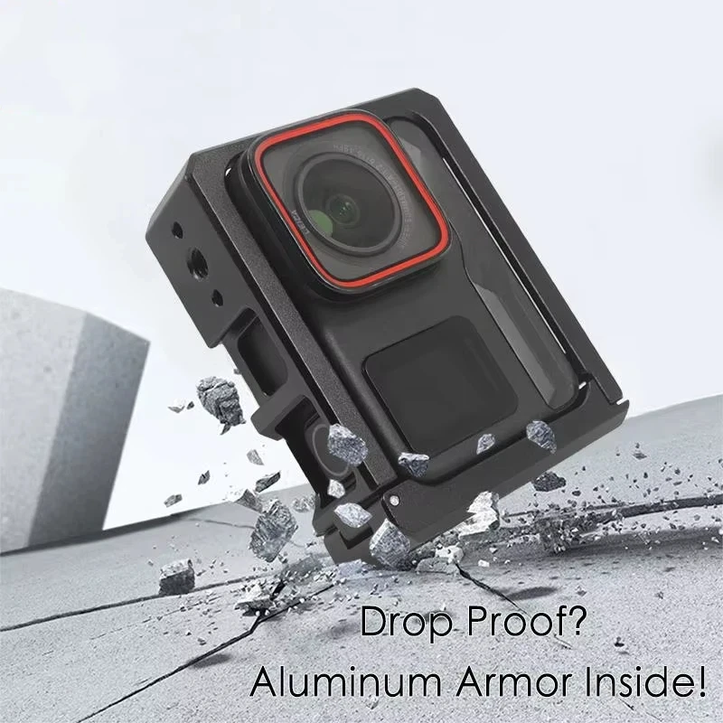 Protective Cage Frame for Insta360 Ace Pro 2 Battery Quick Release Cage 1/4 ARRI Cold Shoe Mount Mic Light Holder Tripod Bracket