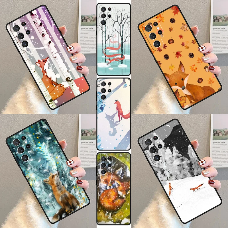 

Winter Fox Foxes Phone Case For Samsung Galaxy S25 S23 S30 S21 S20 FE S24 S22 Ultra Note 10 20 Plus Silicone Cover lite