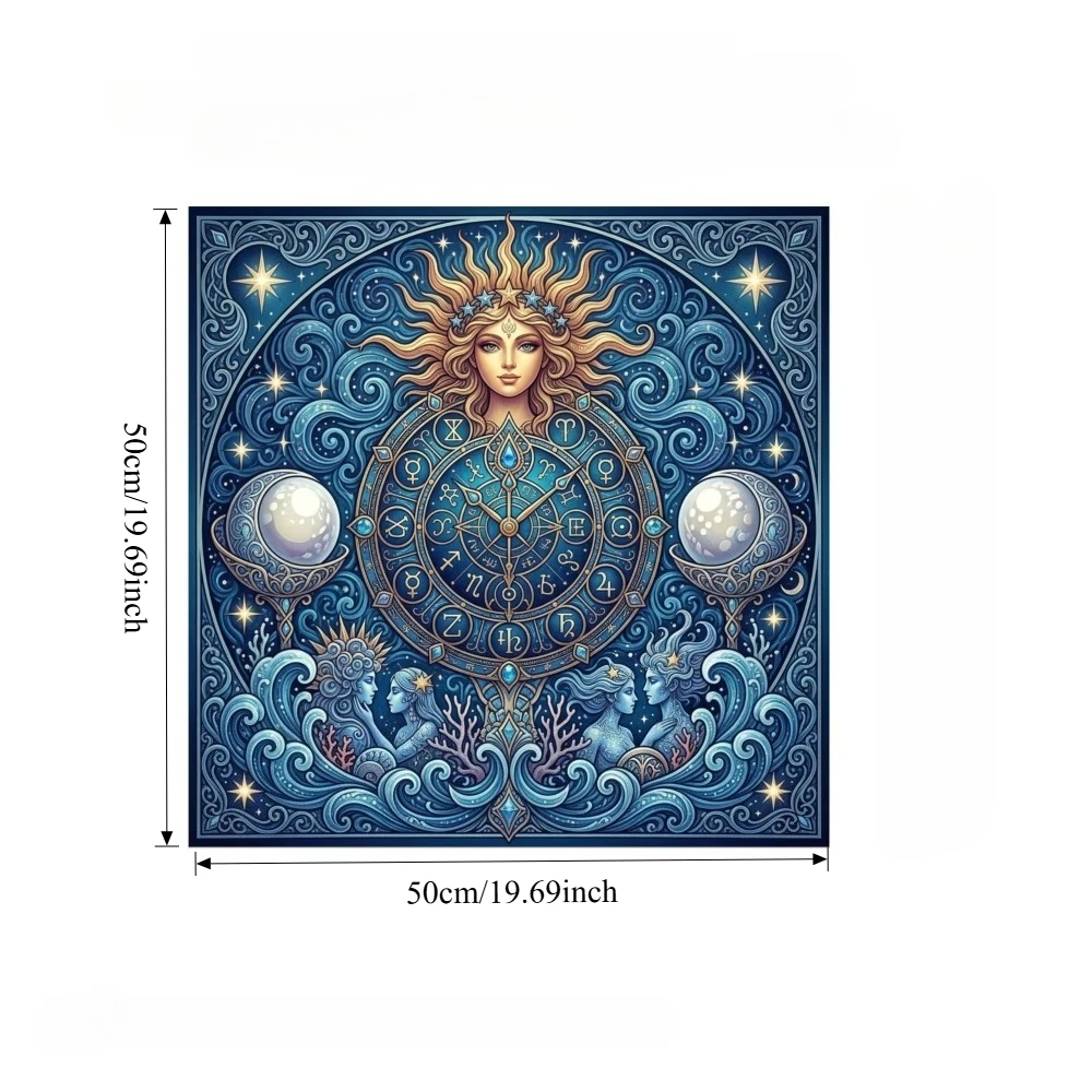 Sun Goddess Astrology Ceremony Table Mat Washable Crystal Ball Prophecy Ceremony Divination Tablecloth