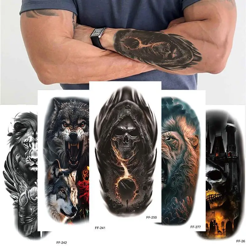 

Dark Temporary Tattoos for Men Women,Waterproof Tattoo Stickers,Long-Lasting,Fake Tattoo,Half Sleeve Tattoo for men and women