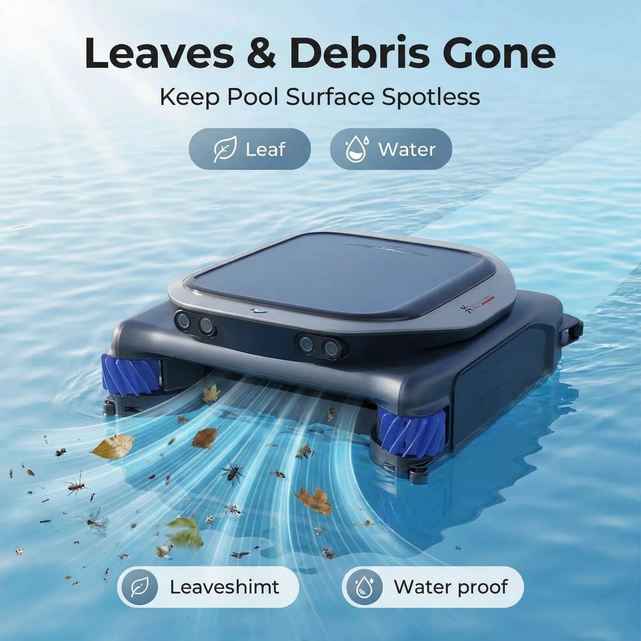 Dreame J1 Wireless Automatic Pool Surface Cleaner Robot Rechargeable Skimmer for Leaf Dust Debris Cleaning in Swimming Pools