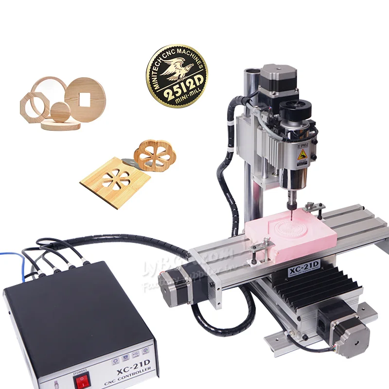 XLNT-21D CNC Router with Circular Rail Cross Column DC 300W Spindle CNC Engraving Machine USB Port Milling Machine 230X120mm