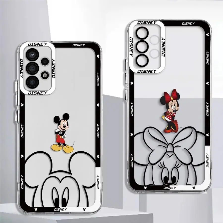 Disney Cute Mickey Minne Mouse Phone Case for Samsung Galaxy A21s A52s A06 A02 A03s A71 A51 A10s A20s A50s A31 A04e A05s Clear