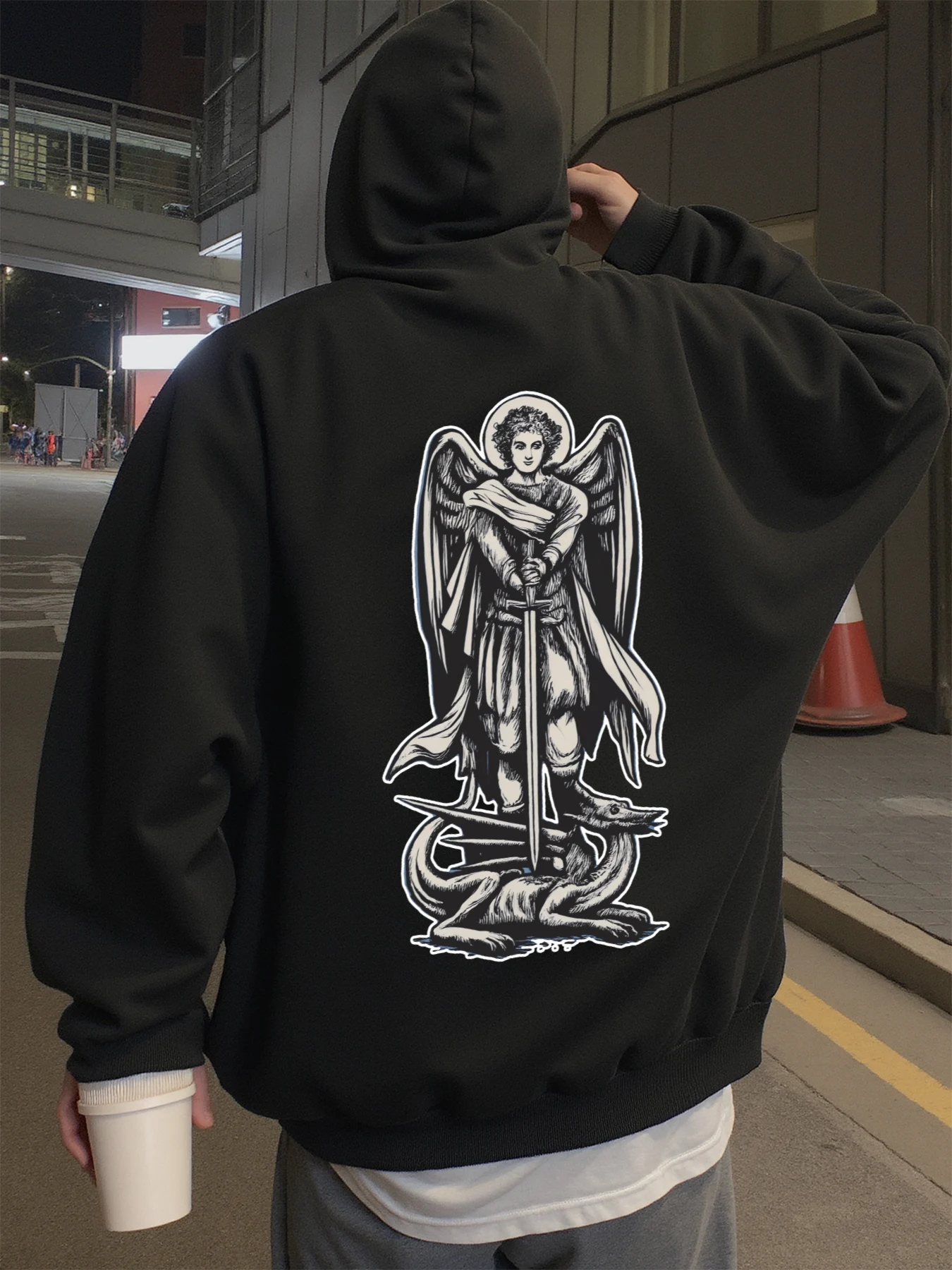 

Толстовка с капюшоном для мужчин, уличная одежда, толстовки с рисунком Angel Dragon Slayer, мужские толстовки на весну, осень и зиму