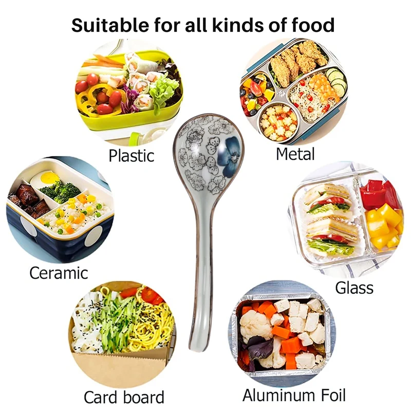 ช้อนซุป 4 ชิ้น Asian Retro ช้อนข้าวเซรามิคจีนโค้งจับซุปราเมน