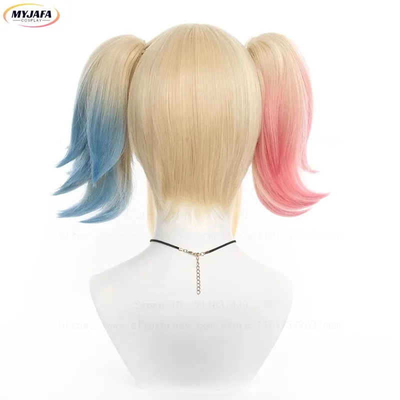 

Парик для косплея CyHarley Super Villain Doujin на Хэллоуин, розовое окрашивание, градиентные хвостики, термостойкие парики из синтетических волос + шапочка для парика