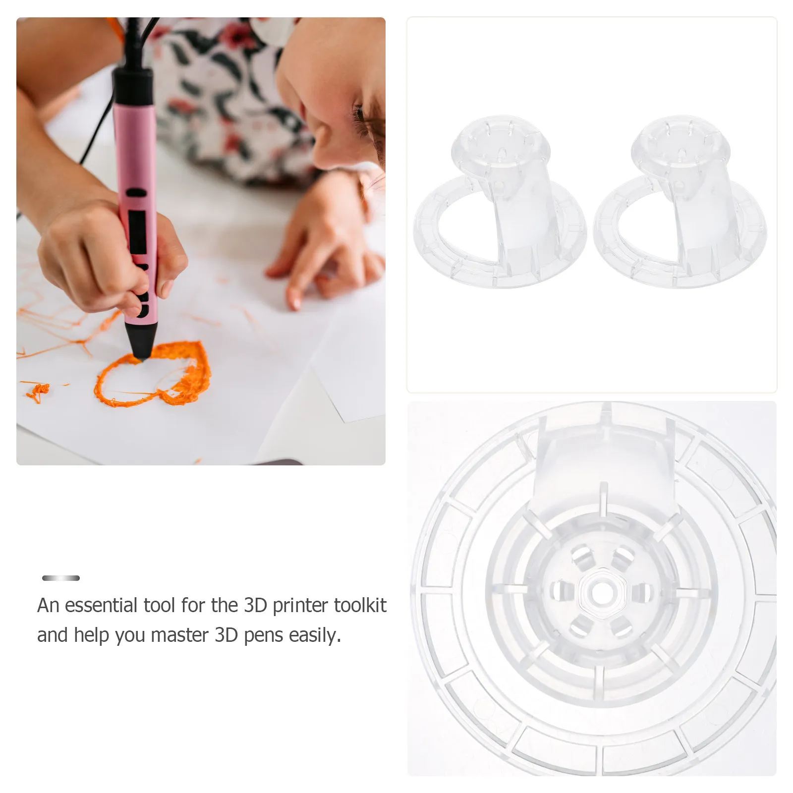 

2Pcs 3D Printing Pen Base Transparent Plastic Support Stand Prevent Burn Desktop Holder Accessories 3D Pen Tool