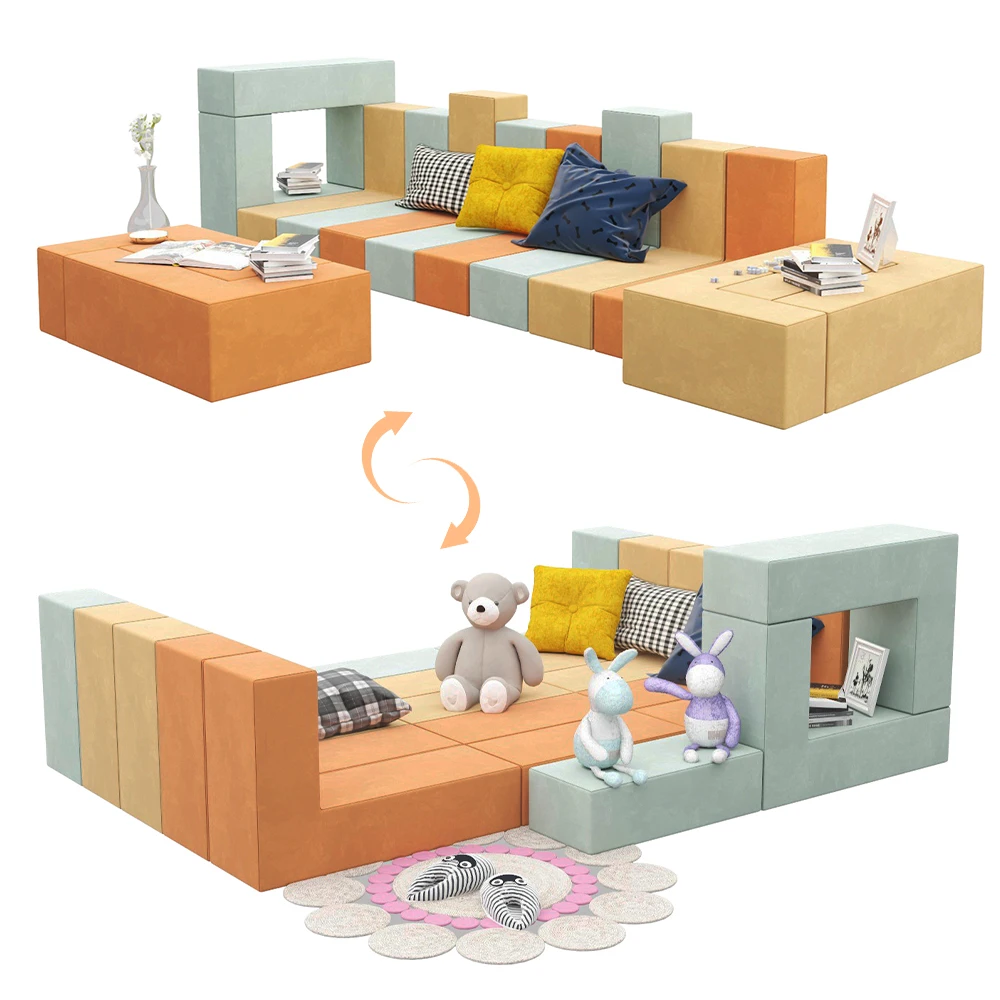 Modern High Density Foam Kindergarten Chenille with Integrated    for Parent-Child Interaction, Ideal for Living Room
