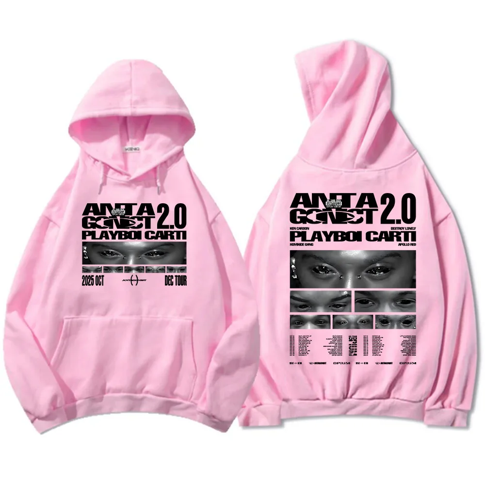 PLAYBOI CART ANTAGONIST TOUR 2025 Bluzy z kapturem Moda Unisex Streetwear Hip Hop Odzież Męska Damska Nadruk Graficzny Bluza Męska