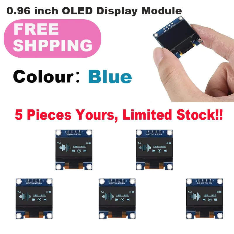 1-10PCS 0.96 인치 OLED 디스플레이 모듈 I2C IIC SPI 직렬 128X64 SSD1315 LCD 3.3-5V 4 핀 Arduino 용 흰색/파란색/노란색 파란색
