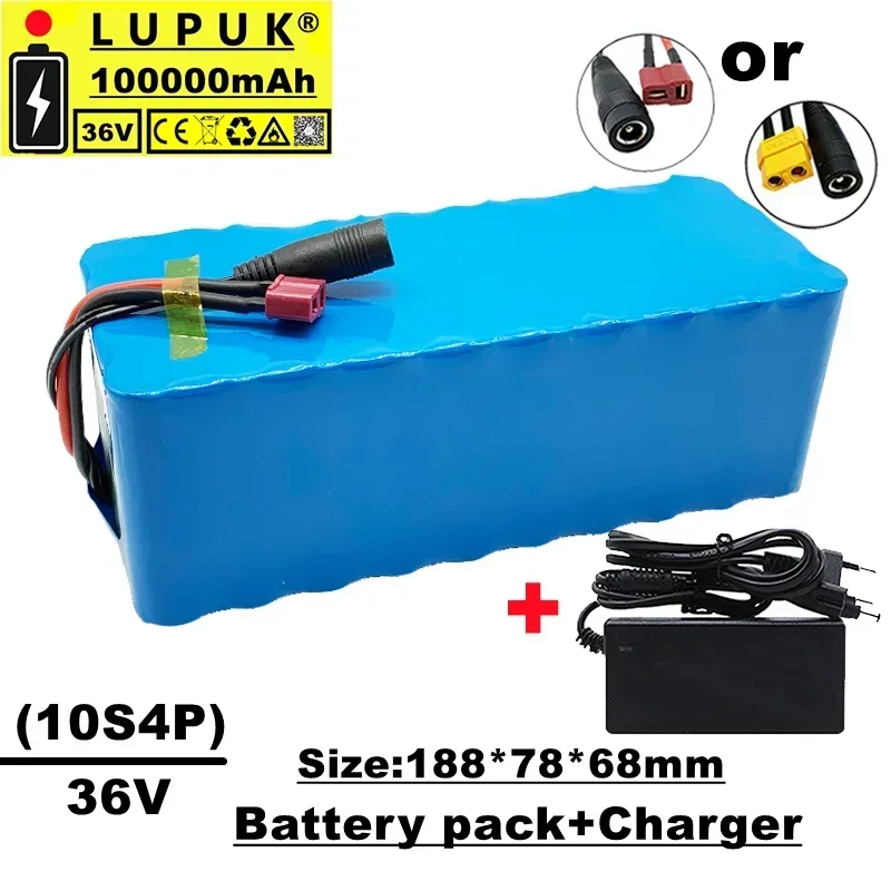 

18650 lithium ion battery,36V,100Ah,10s4p,1000W,built-in BMS,suitable for motorcycles,electric bicycles and scooters + charger