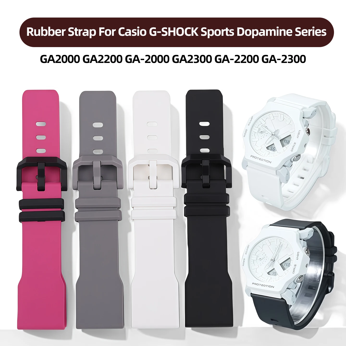 

Резиновый ремешок 24 мм для Casio G-SHOCK Sports Dopamine Series GA2000 GA2200 GA-2000 GA2300 GA-2200 GA-2300 силиконовый ремешок для часов