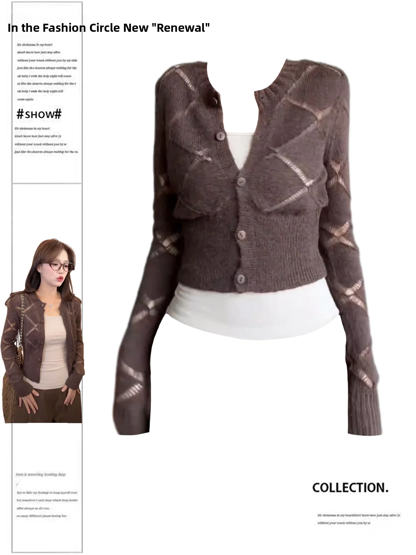 Slimming Short Knitted Cardigan Women's Early Autumn Fashion Set Casual Style Long Sleeve Long Body plus SizeMM Miss Rich Style