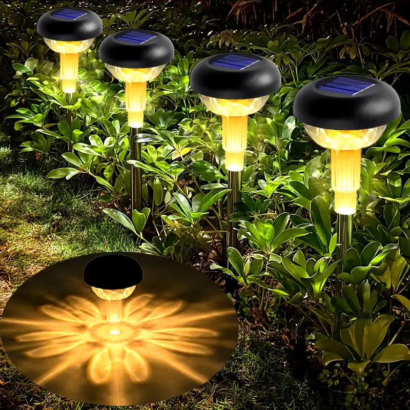 2-6pcs Solar Garden Light Outdoor Solar Pathway Lamp RGB Lanter Waterproof Landscape Light For Patio Yard Lawn Walkway Lighting