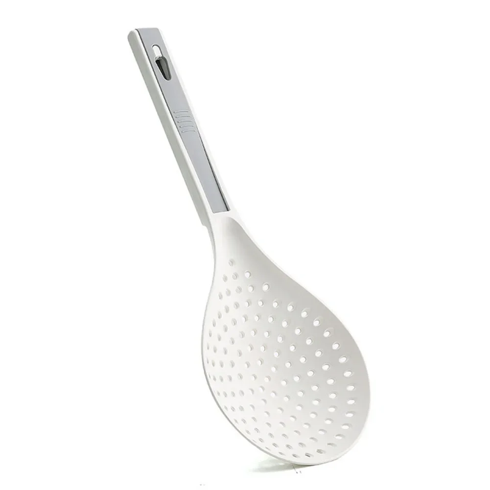 1pc Multifunction 2 In 1 Cooking Spoon Strainer Scoop Long Handle Colander With Clip Widen Draining Noodles Blanched Water Scoop