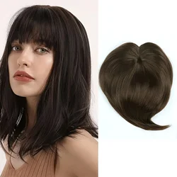 Topper com franja de cabelo para mulheres, clipe em extensões de cabelo, franja perucas falsas, peruca reta sintética, festa cosplay, uso diário