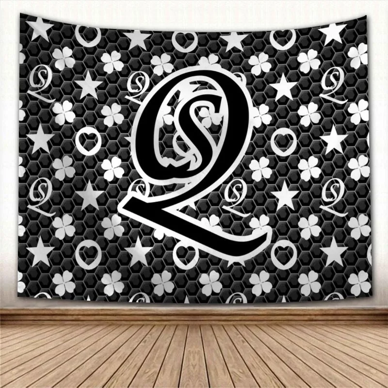 SQ Customizable Brand letter Tapestry Psychedelic Decorative Carpet Wall Fabric Living Room Bedroom Tapestries Accessories