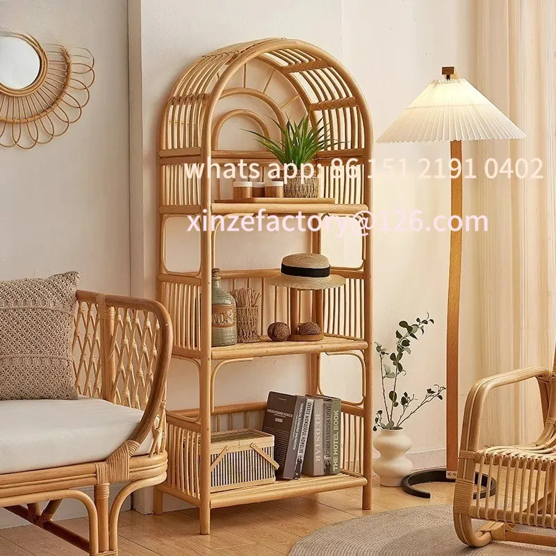 

Customizable rattan rack floor-to-ceiling multi-layer storage rack living room home