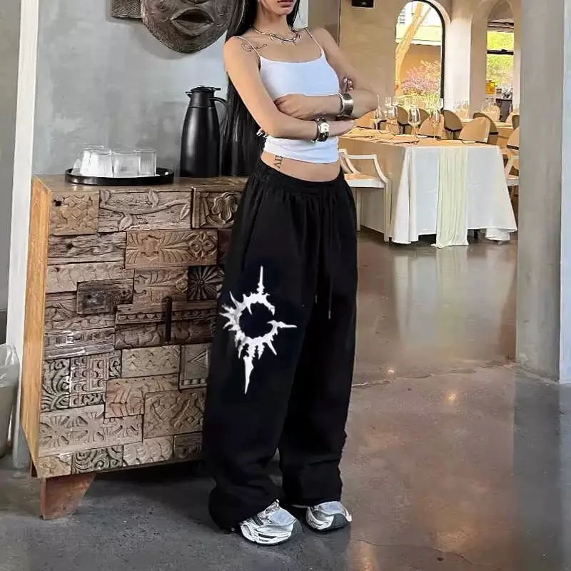 Deeptown Y2k Gothic Women Sweatpants Baggy Vintage Harajuku Jogger Straight Korean Fashion Trousers Streetwear Hip Hop Gyaru