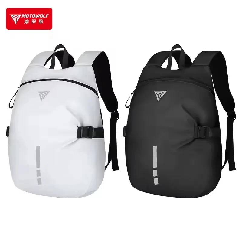 Men Women Motowolf Motorcycle Backpack Large Capacity Helmet Bag Anti Splashing Night Reflective Outdoor Travel Backpack Items