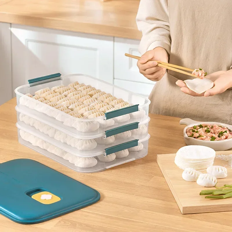 

Dumpling Box Food Grade Frozen Food Fresh-keeping Box Dumpling Wonton Quick Freezing Household Kitchen Refrigerator Storage Box