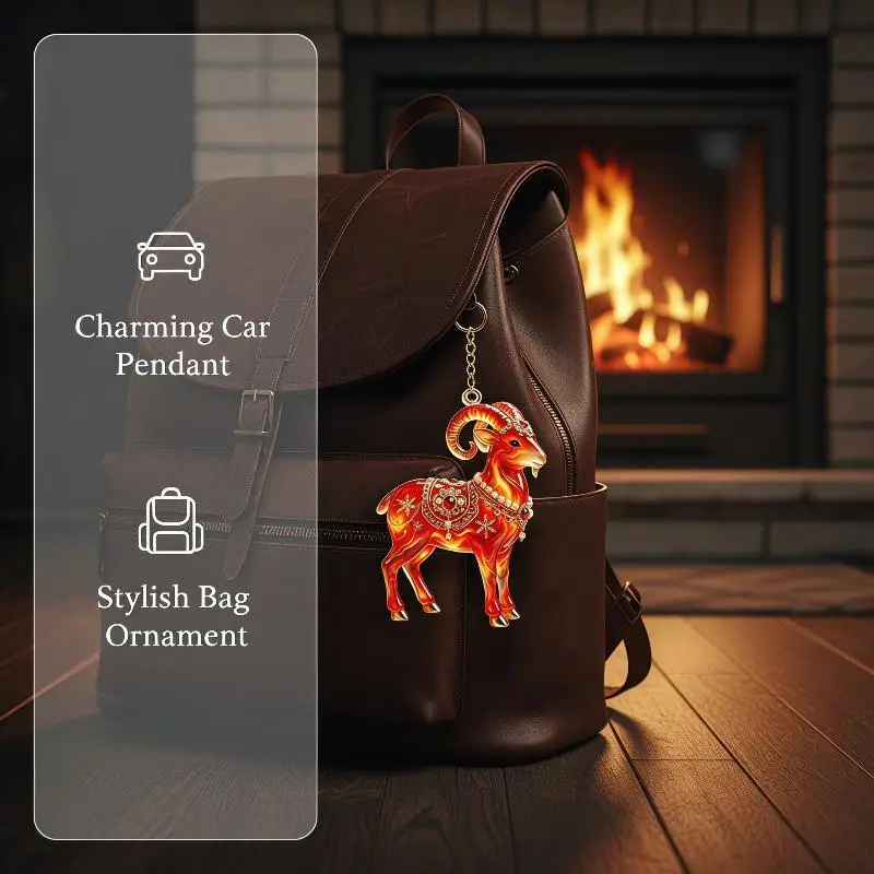 New 2D Flat Shiny Goat Hanging Ornament Artificial Acrylic Simulation Pendant for Thanksgiving Holiday Decor Gift