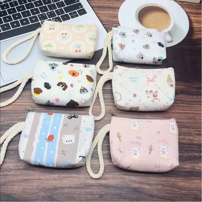 1/2 Pcs Zero Wallet Hand Rope Cartoon Coin Bag Wrist Small Wallet Cute Girl Mini Storage Bag Cute Zero Wallet