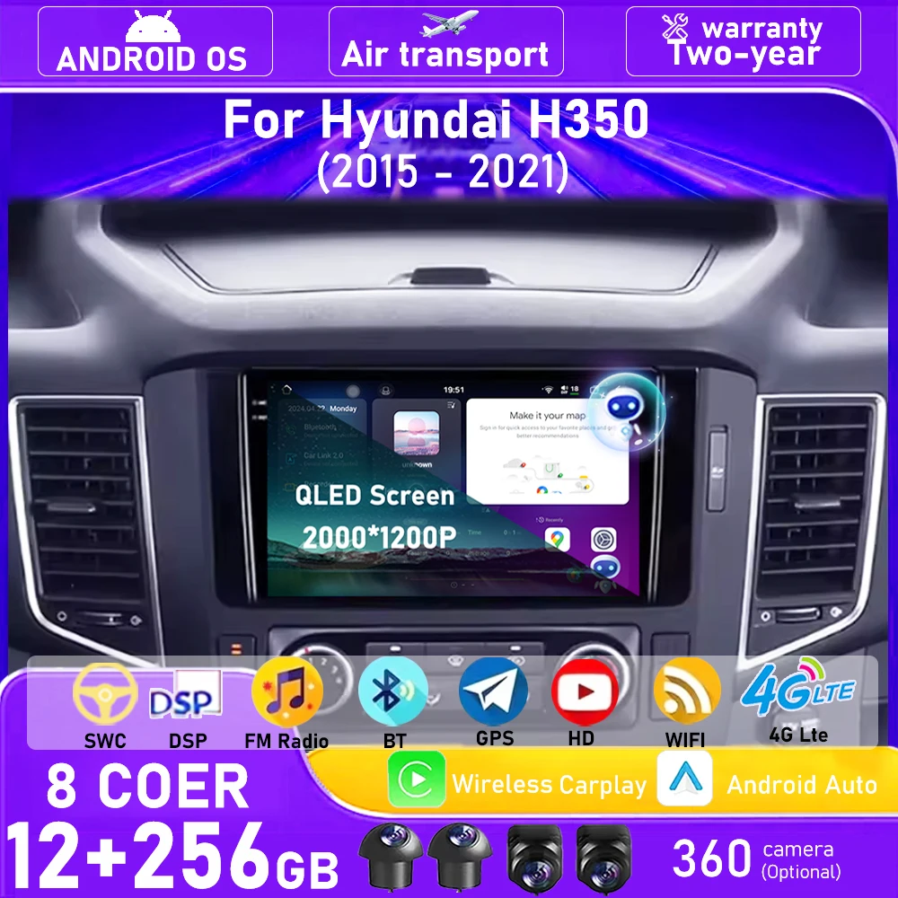9 Inch For Hyundai H350 2015 - 2021 Android 16 Auto Car Radio Multimedia Video Player GPS Navigation Stereo Carplay 360 Camera