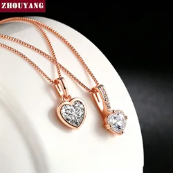 Top Quality Classic Simplicity Zircon Rose Gold Color Fashion Pendant Neclace N426 N427