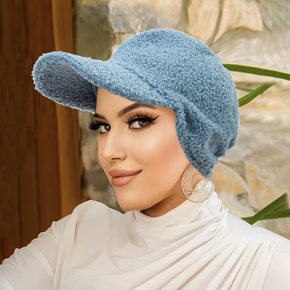 2025 جديد لامب الكشمير قبعة بيسبول دافئة الشتاء Sunhat بلون النساء المراهقين تيدي المخملية Snapback قبعات الهيب هوب قبعة صيد #2