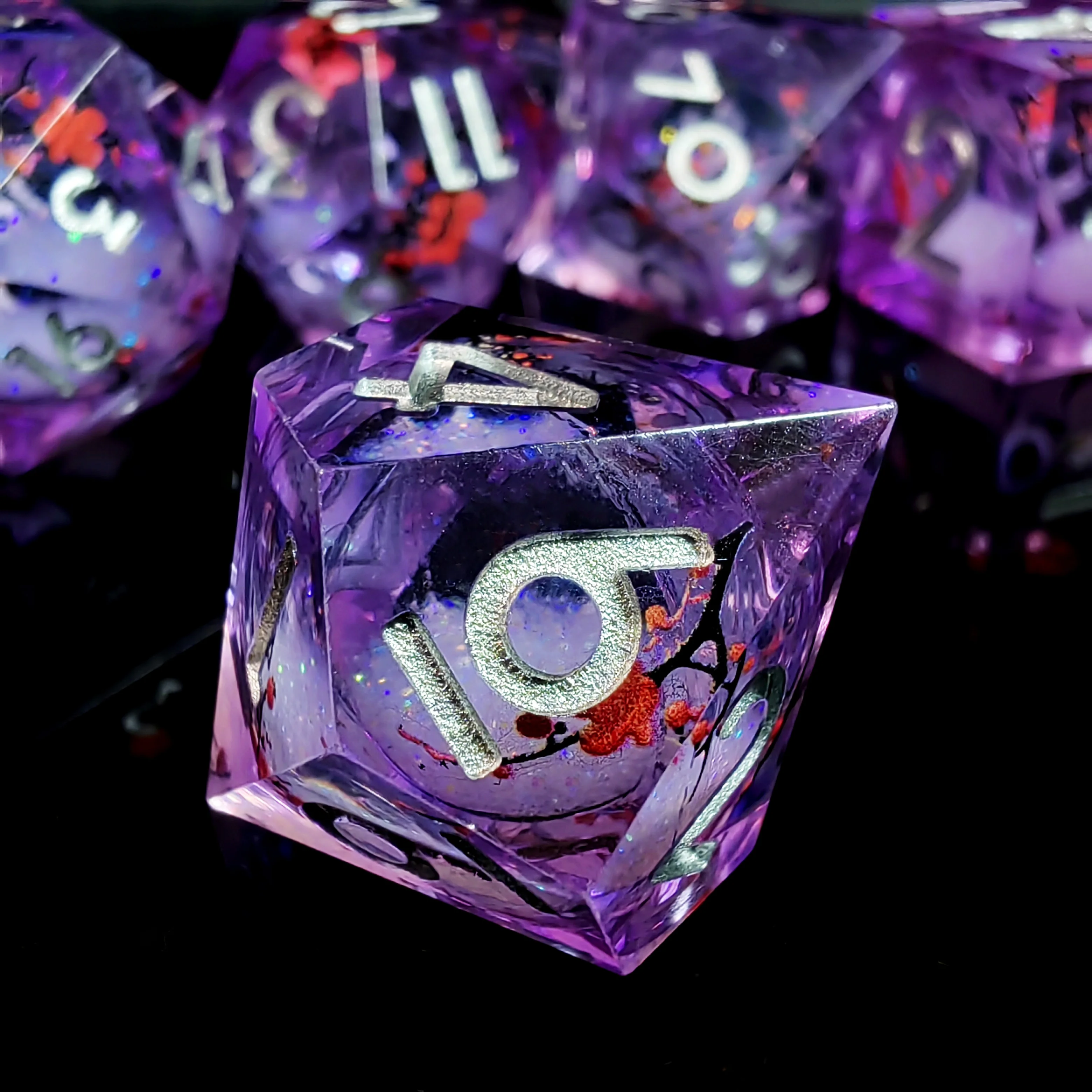 7-Piece Resin DnD Dice Set, Plum Blossom Pattern Polyhedral Dice for Dungeons & Dragons, RPG Tabletop Games