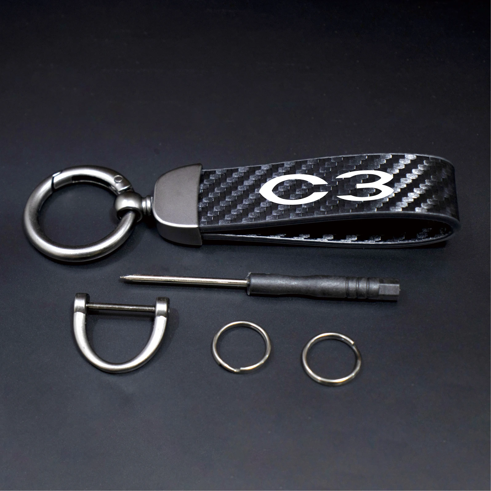 

1pcs Carbon Fiber Car Keychain Leather Keyring for C3 C2 C4 C5 C1 C8 C6 C4L Benlingo Xsara Nemo Vts Jumpy Ccrosser C2 Celysee