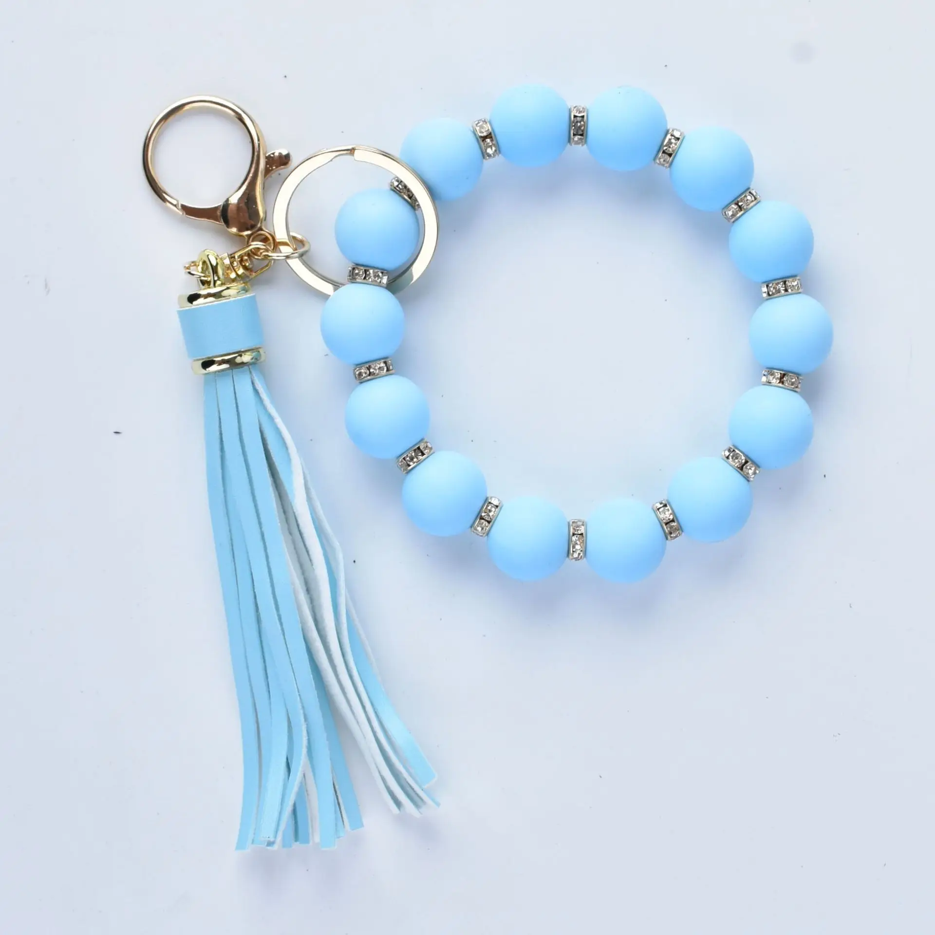 2026 Silicone Bead Bracelet, Beech Leather PU Leather Fringed Keychain Women's Bag Pendant