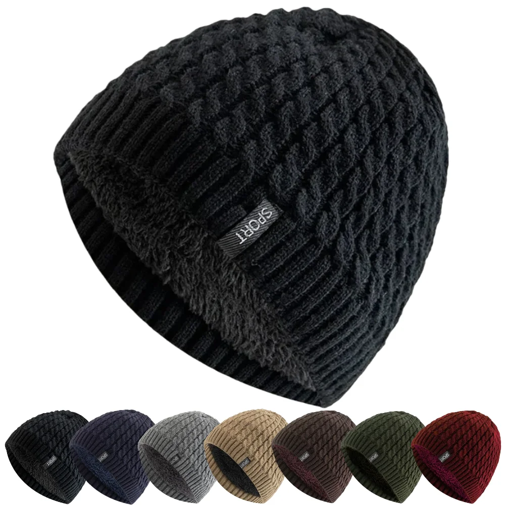 Heißer Verkauf Unisex Casual Wintermütze SPORT Label Twisted Pattern Strickmütze Winter Gemütliche weiche Beanie-Mützen