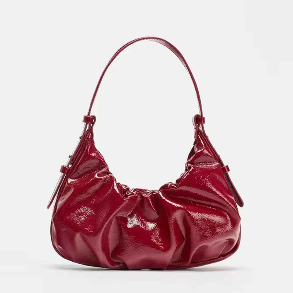 

Half Moon Ruched Cloud Underarm Bags for Women Soft Light Shoulder Bag Fashion Designer Handbags and Purses PU Leather Clutch