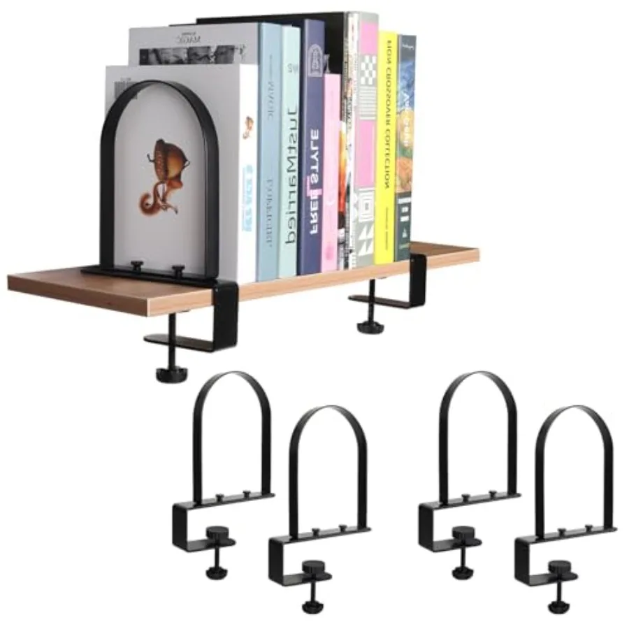 

Book Ends for Heavy Books, Heavy Duty Bookend for Shelves, Super Steady Clamp-On Non-Skid Metal Book Shelves Holders Stoppers f