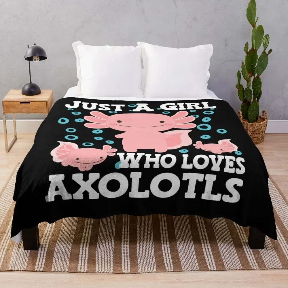 Axolotl Cute Kawaii , Just a Girl who love Axolotls Throw Blanket Hair Luxury Blankets