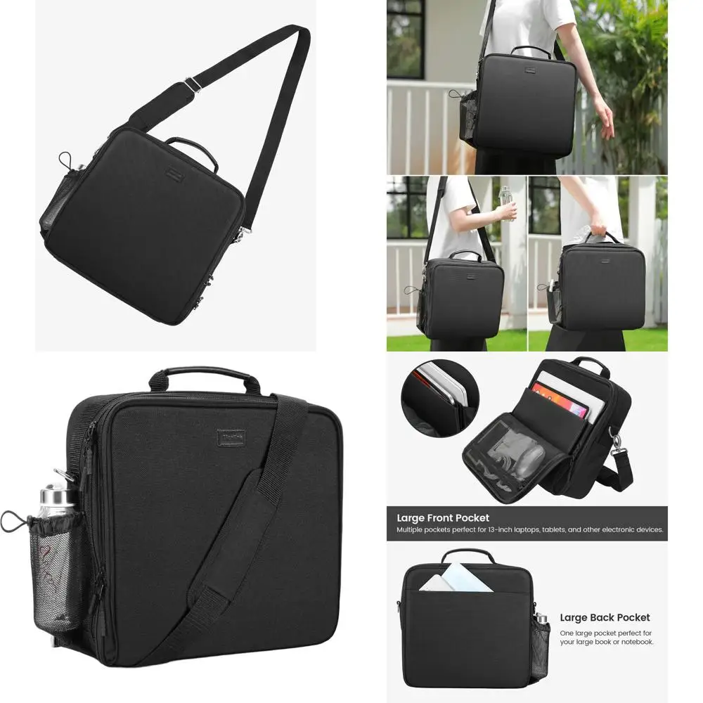 

3 Inch D-Ring Binder with 700-Sheet Capacity, Water Bottle Holder, and Laptop/ Tablet Strap, Black