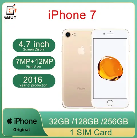 Original Apple iPhone 7 32GB/128GB/256GB ROM 4G LTE teléfono móvil 4,7 ''impresión digital Touch ID Smartphone desbloqueado 90% nuevo