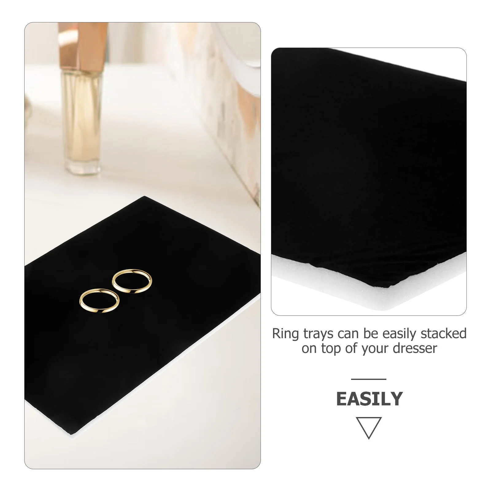 Velvet Jewelry Organizer Tray Sponge Pad Rings Insert Display Mat Drawer Earring Holder Boxes